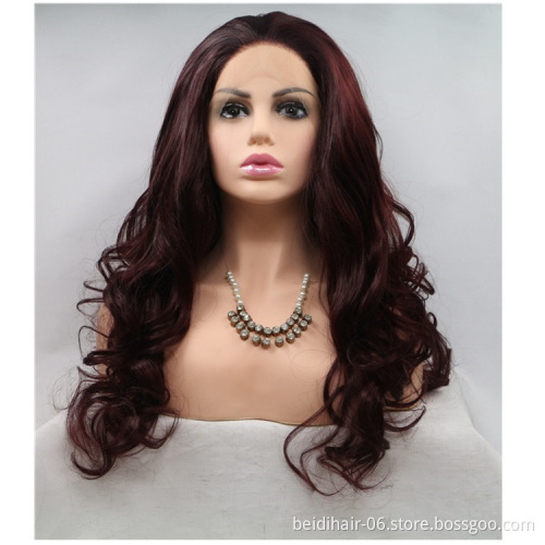 Highlight Colored Synthetic Hair Closure Wig Vendors Transparent Lace Wigs